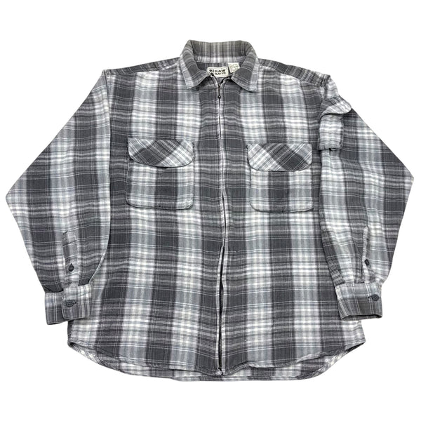 90s Plaid Zip - L